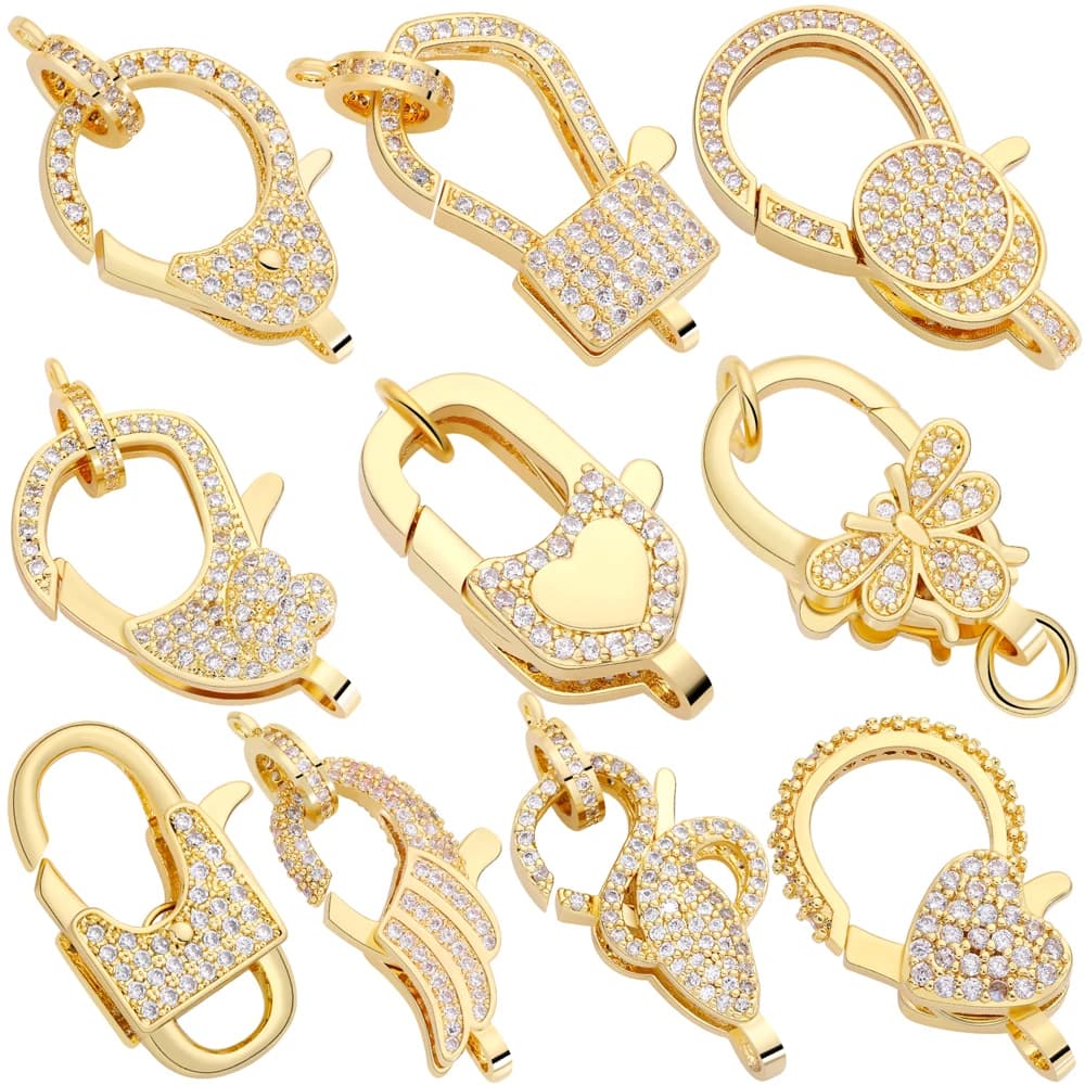 Juya 18K Real Gold Plated Accessories DIY Needlework Beads Pearls Jewelry Making Fastener Closures Lobster Lock Clasps Supplies