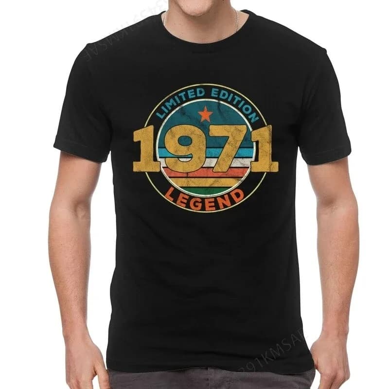 Vintage Male Legend 1971 Limited Edition T-Shirt Harajuku 50th Birthday Gift Tshirt Short Sleeve Hip Hop T Shirt Cotton Tee Gift