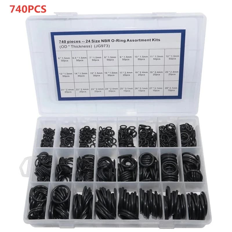 NBR 740/1200pcs NBR O-ring set nitrile rubber black O-ring oil-resistant, wear-resistant and waterproof NBR ORing sealing