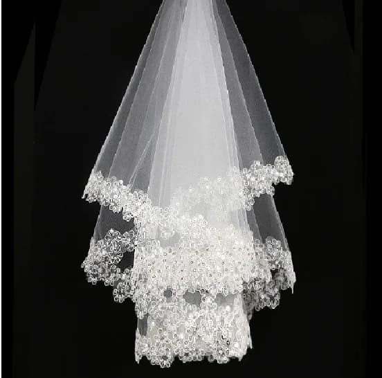 AYiCuthia wedding accessories short bridal veils White lace veil high quality cheap wedding veils without comb TS15