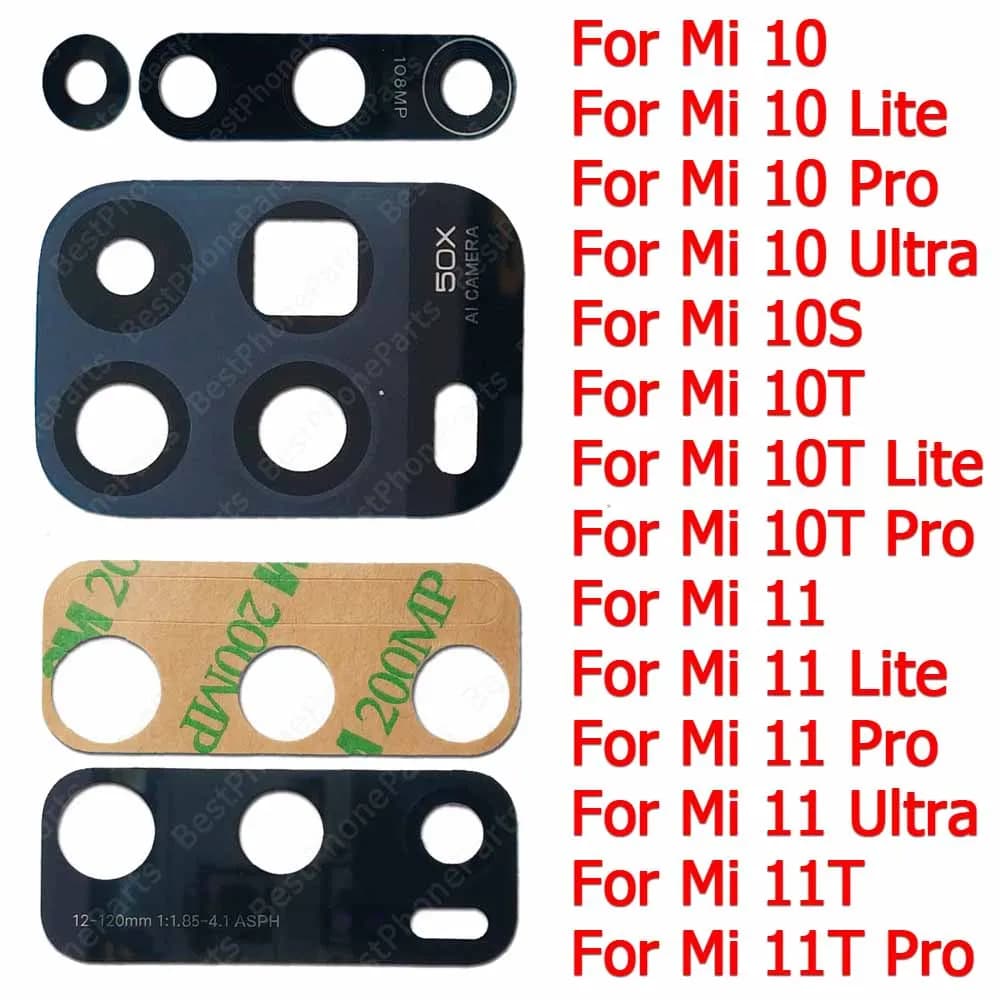 For Xiaomi Mi 11T Pro 11 Lite 5G 10 Ultra 10S 10T Spare Parts Lens Cover With Adhesive Sticker Rear Back Camera Lens Glass