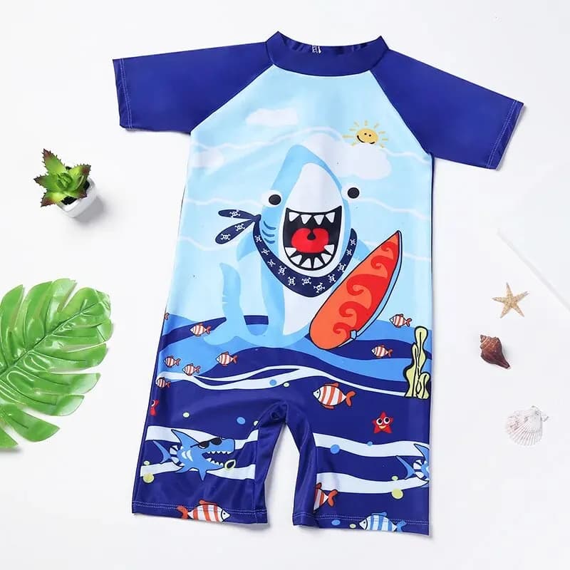 Children's Summer Bathing Suit One-piece Boys Little Middle Children Cute Cartoon Baby Children Swimming in Hot Springs Special