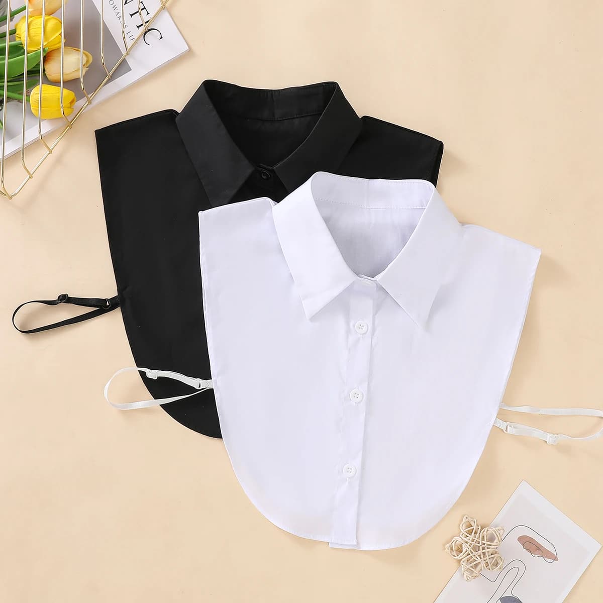 Women's Fashion Cotton Fake Collar, Simple Half Shirt Style Fake Collar, Versatile and Convenient Detachable Collar
