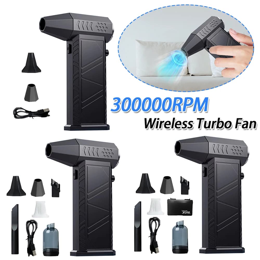 300000RPM Electric Air Duster Rechargeable Powerful Air Blower Multifunctional Portable Turbo Jet Fan Strong Power for Home Car