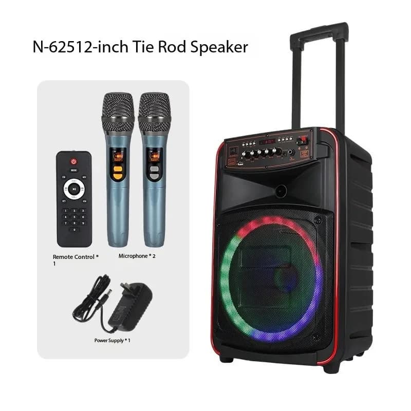 500W High-Power Audience Bluetooth Speaker Portable Outdoor Karaoke Trolley With Wireless Dual MIC 3D Surround Sound Subwoofer