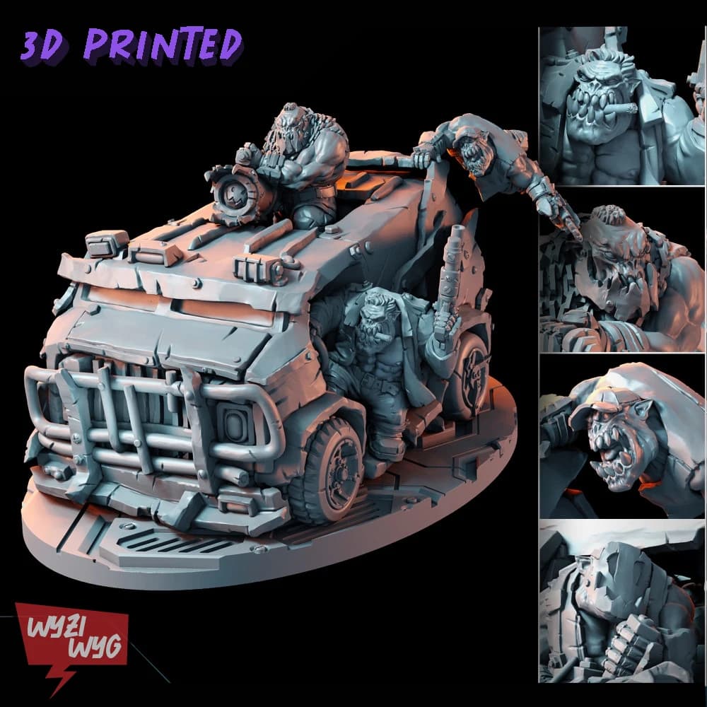 Orc Team Battle Van, Wargame Miniatures Ork Figure, Boss Figurine, Green Skin Terrain RPJ TRPJ Pathfinder Infinity