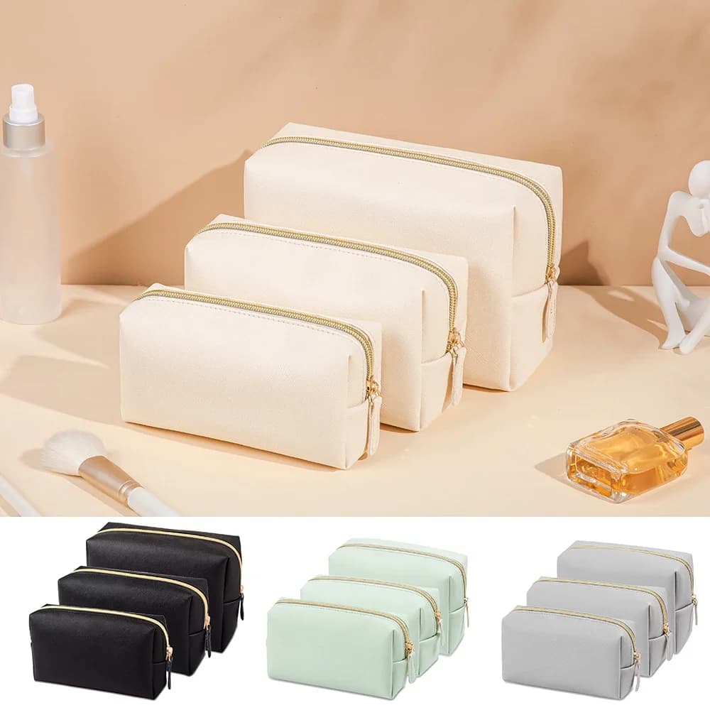 1pcs PU Leather Portable Toiletry Bags Waterproof Travel Make Up Bags for Women Small Medium Large Cosmetic Organizer Bags