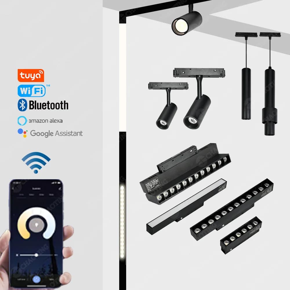 48V Tuya Zigbee Dimmer Smart Magnetic Led Rail Track Foldable Linear Tracklight Adjustable Linear Grille Spot Lights System