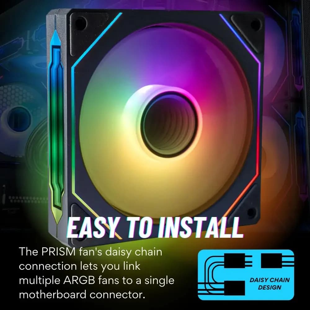 PRISM 4 PRO ARGB CPU Fan 4PIN PWM Silent Chassis Fan 120mm Infinite Mirror 5V 3PIN Motherboard Light Sync Case Cooler Fan
