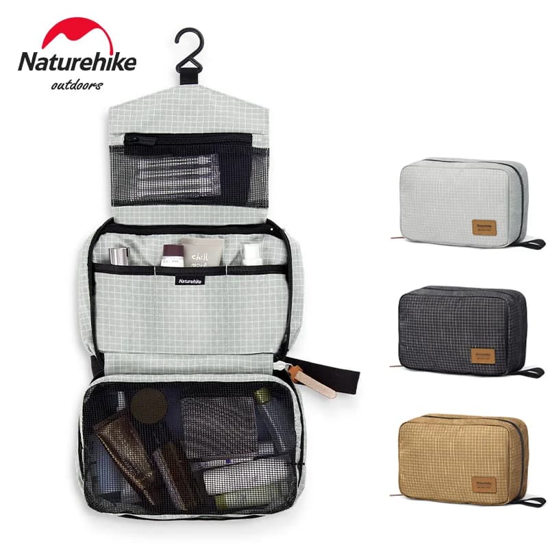 Naturehike SN03 Travel Hanging Toiletry Bag Water-proof Cosmetic Storage Bag PVC Wet Dry Separated Bag Camping Hiking Wash Bag