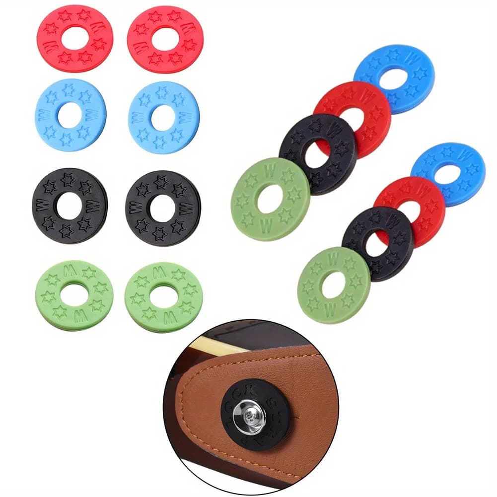 10pcs Professional Rubber Strap Locks for Electric Guitar and Bass - Secure and Safe Guitar Strap Locks with Gasket and Washer