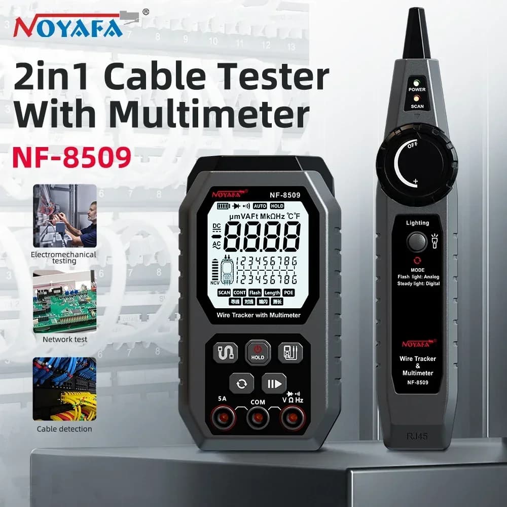 NOYAFA NF 8509 New Upgrade Network Cable Tester For Multimeter Current Voltage Resistance POE Test NCV AC DC LCD Wire Tracke