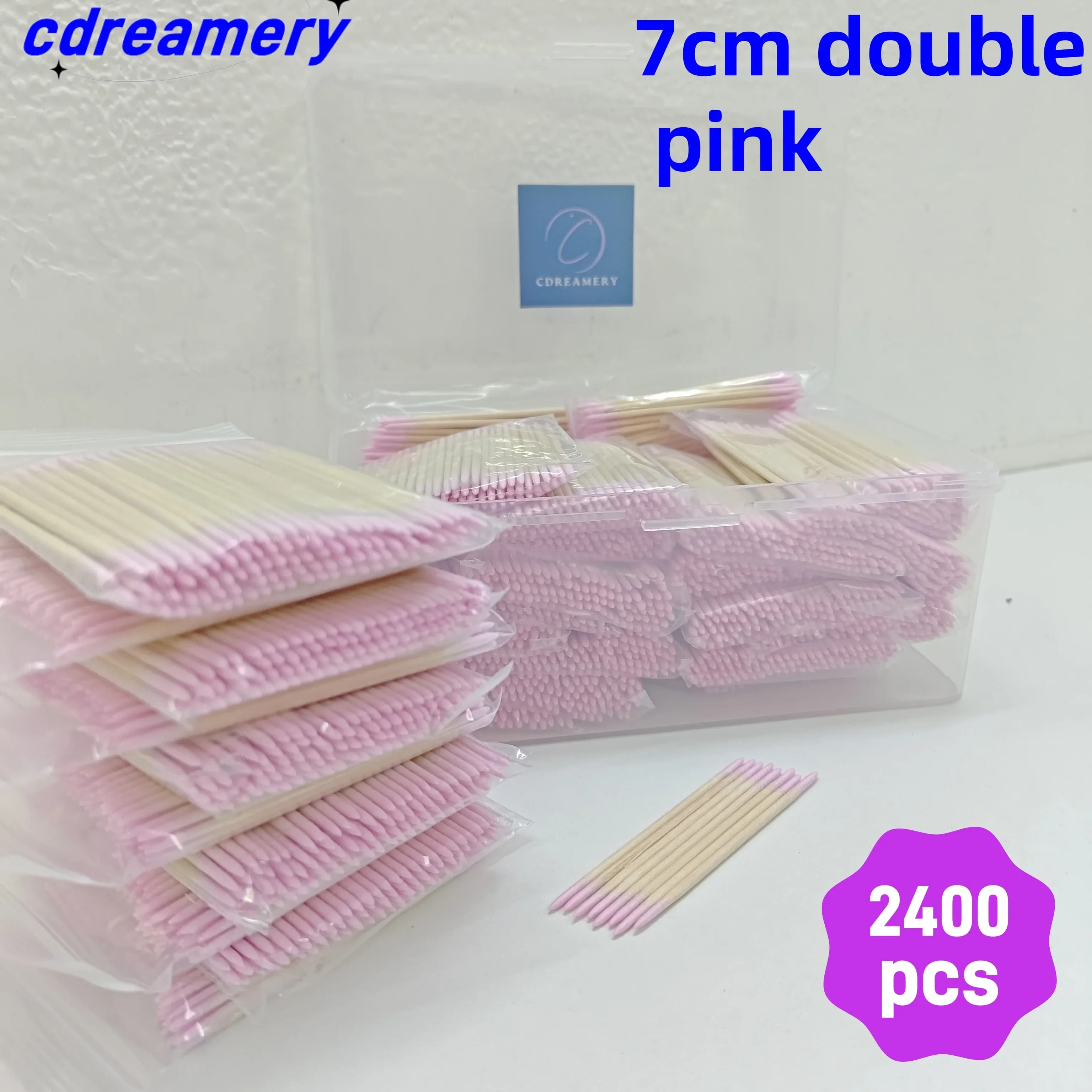 CDY2400pTATTOOBLU Ear Care Clean Wood Handle Pointed Tip Head CottonPermanent Eyebrow Eyelash Tattoo Thread Beauty Makeup Remove
