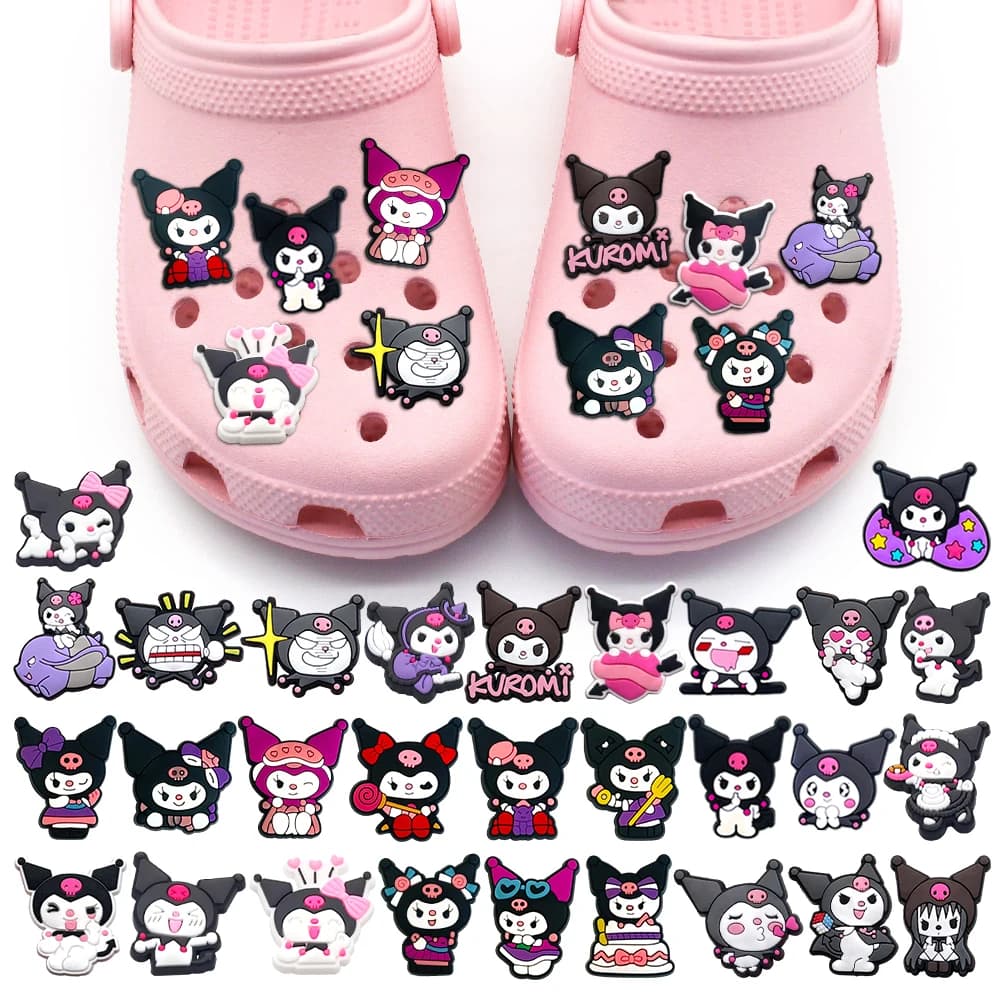 MINISO 1pcs Sanrio Kuromi PVC shoes charms cute Cartoon DIY Sandals Accessories for clogs Decorate girls kids gifts