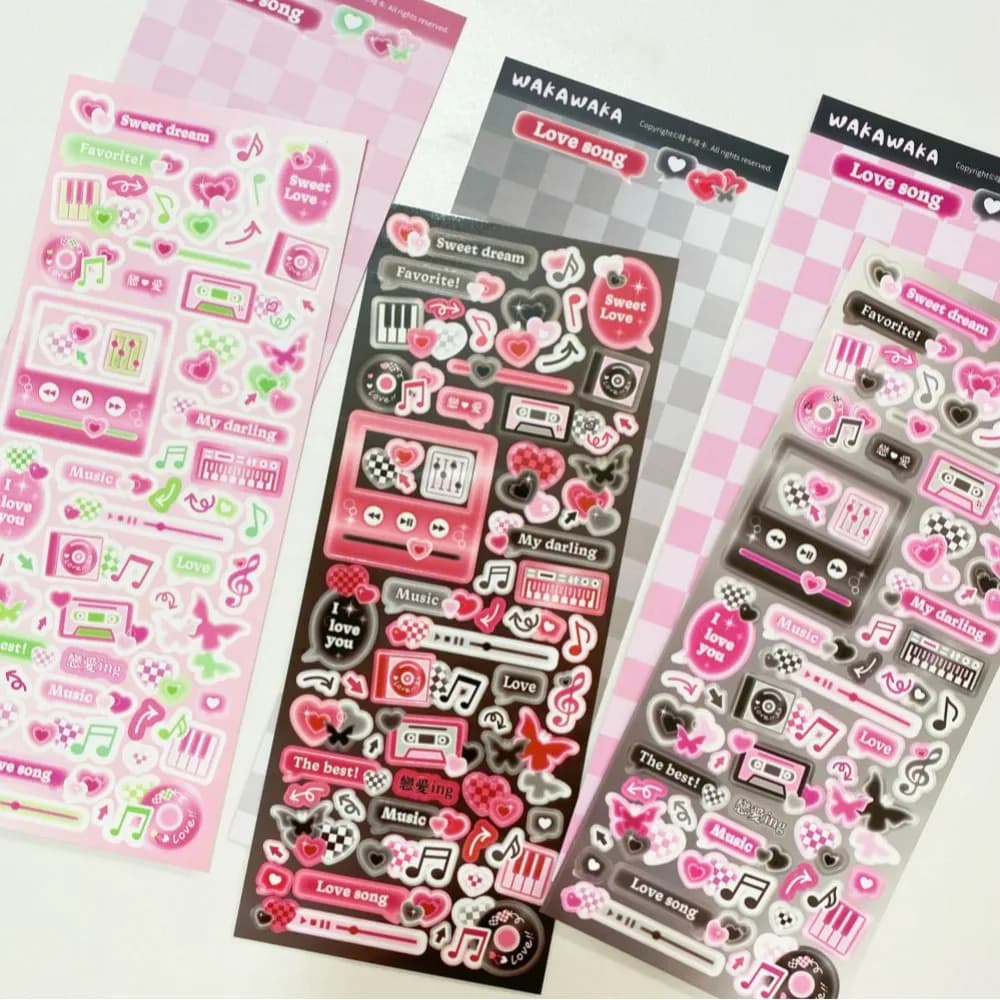 SCRAPBOOK Music Decorative STICKER Korean DIY Phone Luggage Motorcycle Laptop Flakes Idol Card Deco Sticker