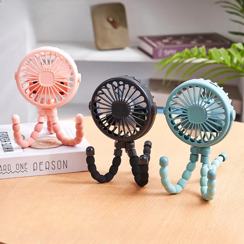 Stroller Fan Clip on For Baby Flexible Tripod Rechargeable Battery Small Personal Fan Portable Fan for Travel Handheld Car Bed