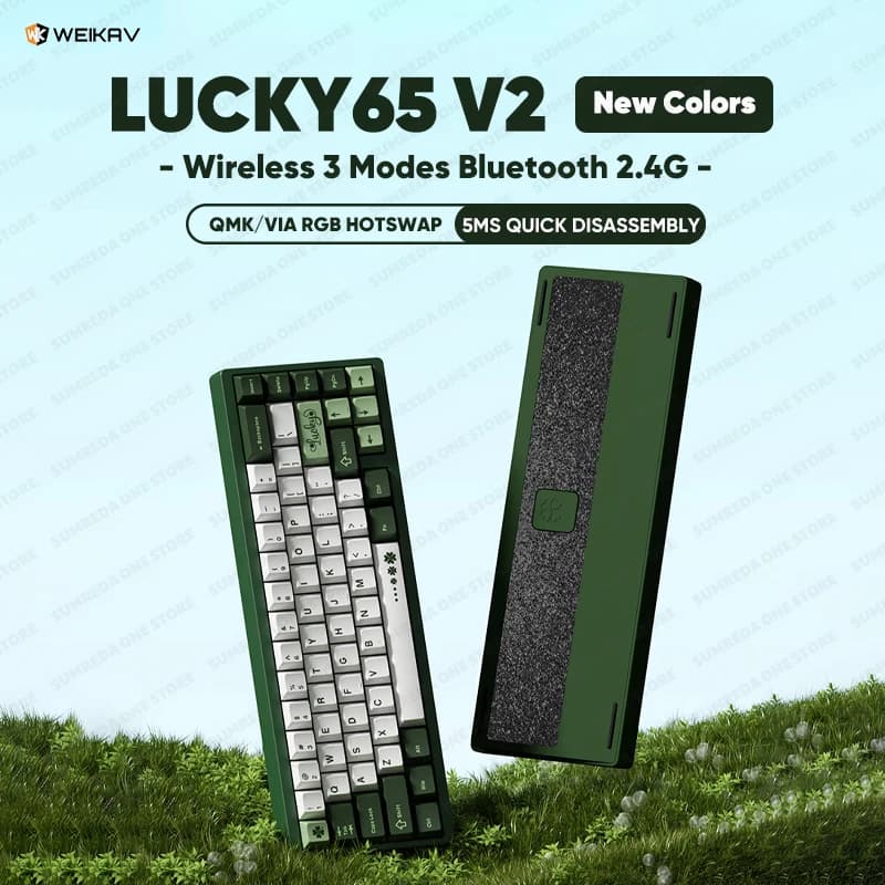 Lucky65 V2 Sugar65 Weikav Lucky 65keys Mechanical Keyboard Aluminum Alloy 3-Mode Rgb Hot Swappable Custom Wired Gaming Keyboard