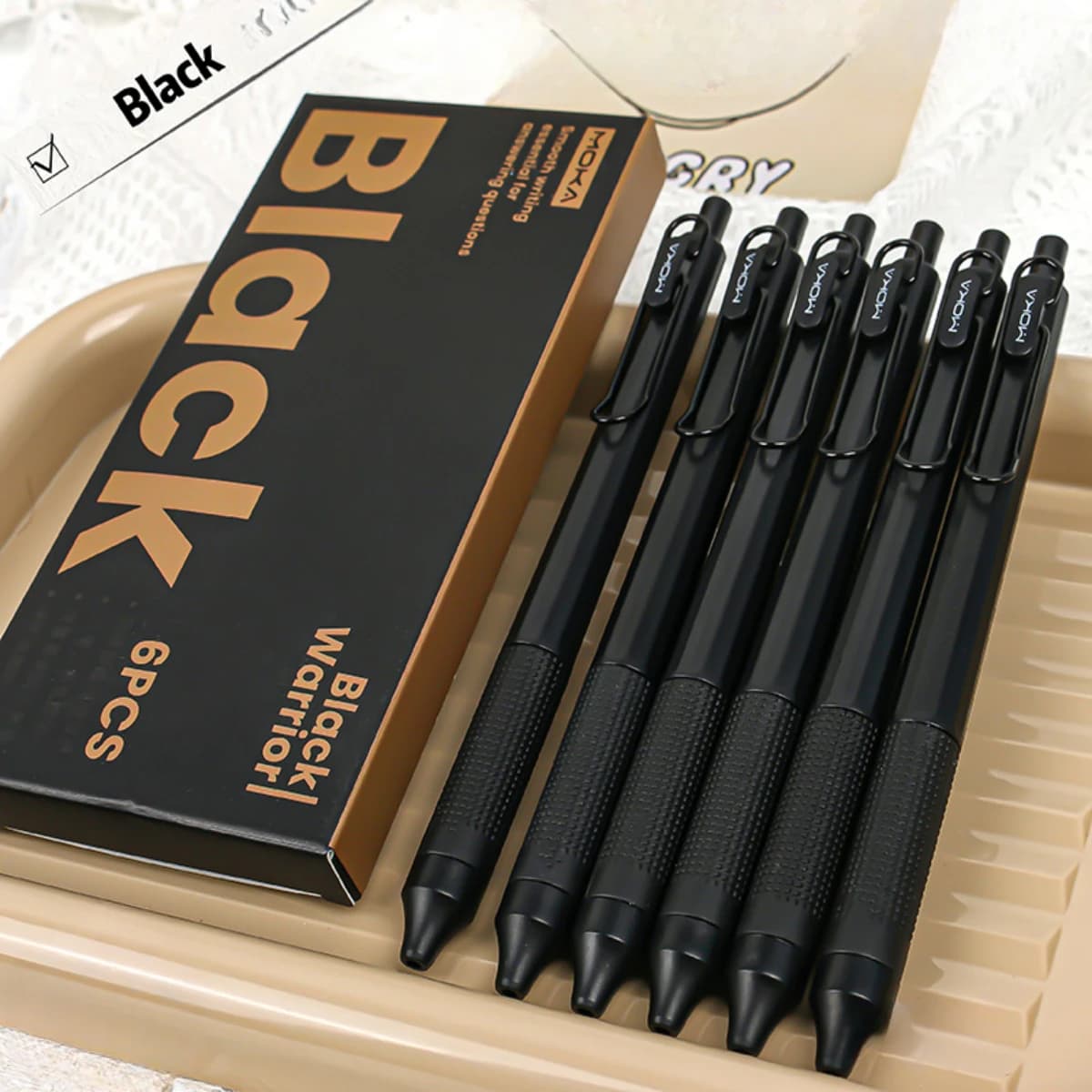 6pcs ,Retractable Gel Ink Pen, Silicone Pen Grip ST Tip, Quick-Drying Ink No Smudge 0.5mm Black Ink,Smooth Writting ,Christmas