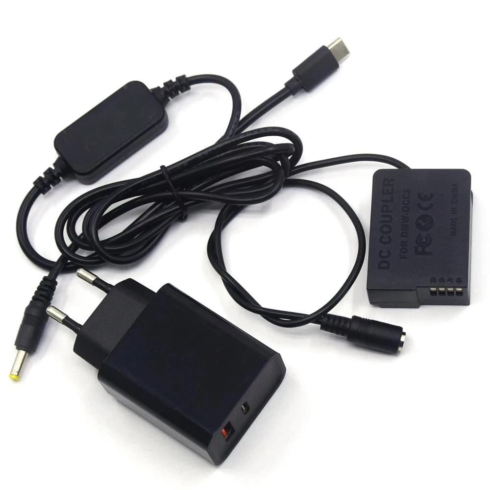 PD Fast Charger+USB Type C Power Cable+BLC12 Dummy Battery DCC8 DC Coupler for Lumix GX8 FZ300 FZ200 G7 G6 G80 G81 G85 GH2 GH2K