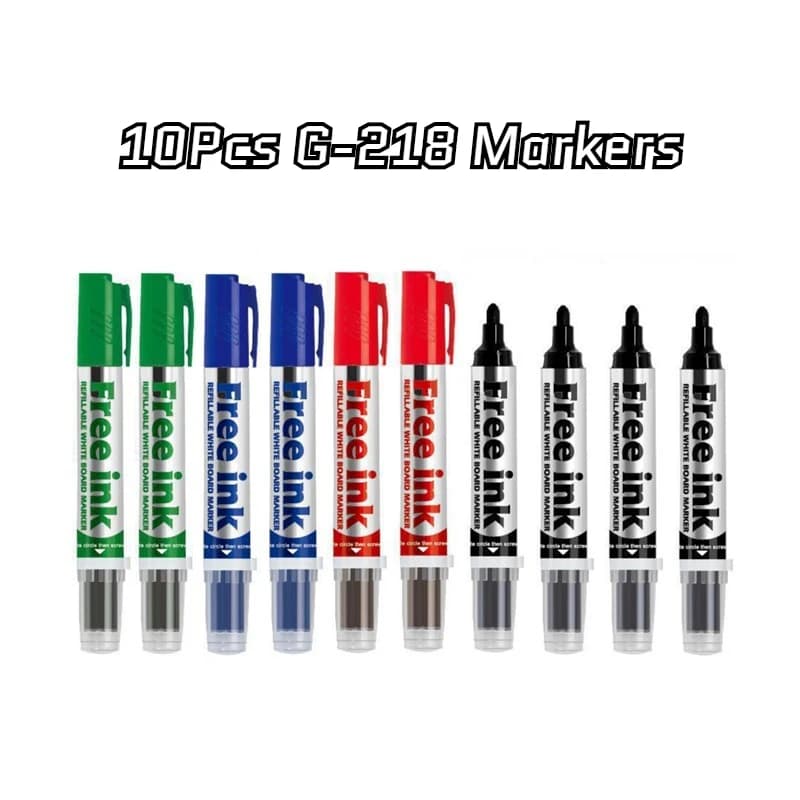 GXIN G218 10Pcs Erasable Whiteboard Markers Back to School Useful Dry Erase Marker Offices Accessories Color Refillable Ink Pens