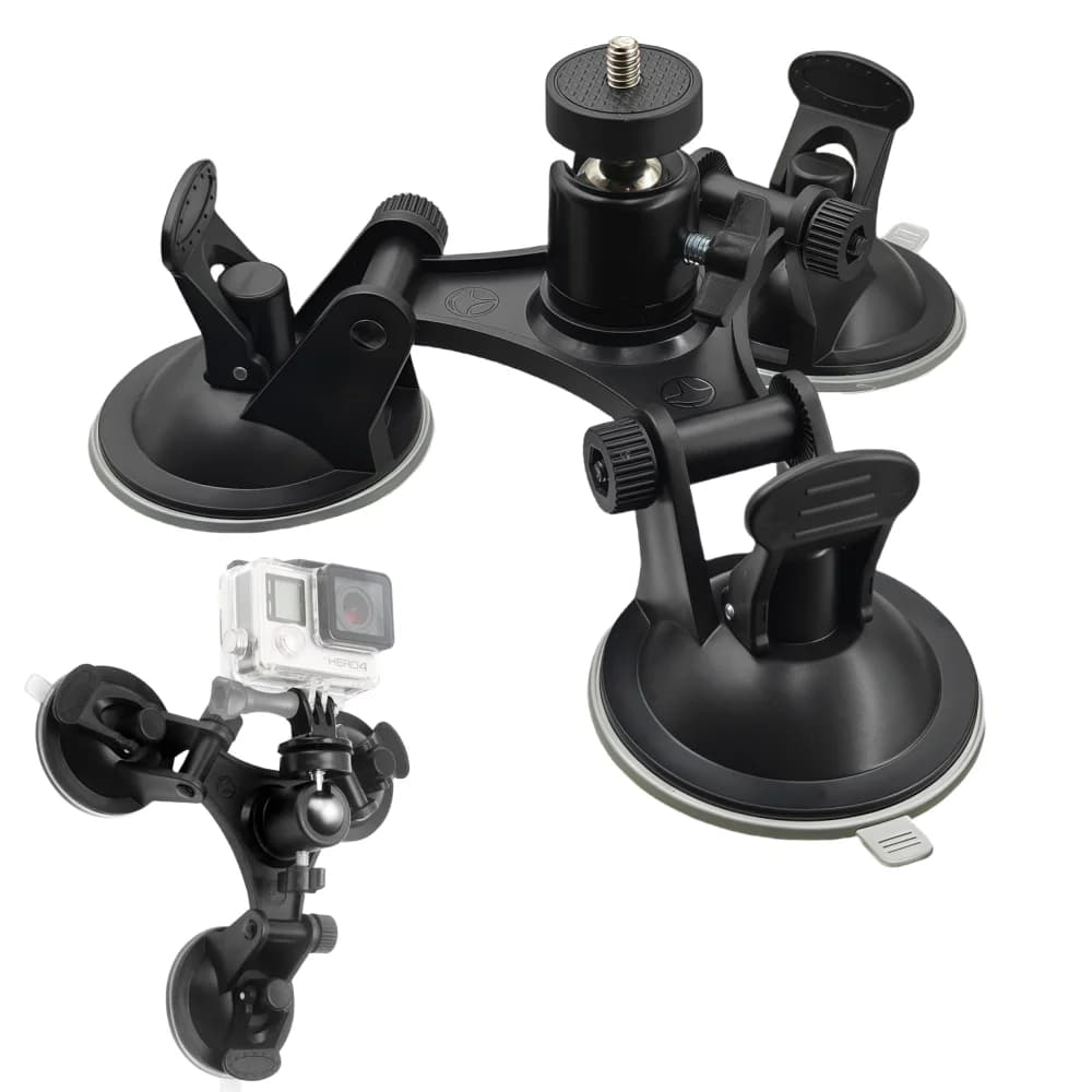 Tri-angle Car Suction Cup Glass Holder Tripod Mount for Insta360 X5 X4 X3 Dji Action 5 Pro 4 3 Hero 12 11 10 Camera Accessories