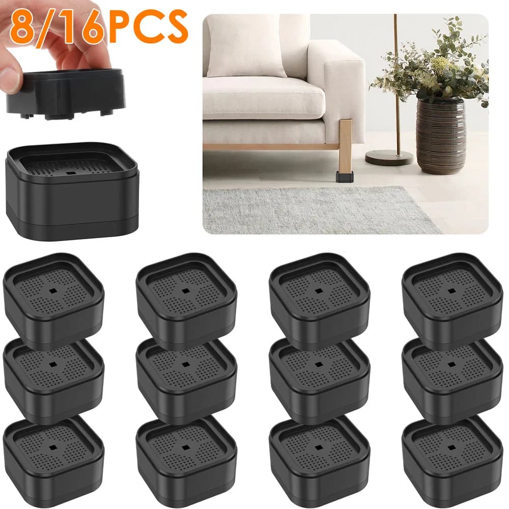 8/16Pcs Furniture Risers Heavy Duty Sofa Riser Nonslip Bottom Adjustable Table Risers Stackable Bed Lifter Furniture Accessories