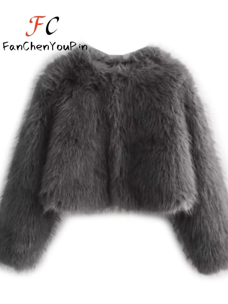 Autumn Winter New Women's Coat Fashion Elegant Warm Thick Fake Fur Tops Vintage Elegant Stylish Soft Exquisite Jackets Female