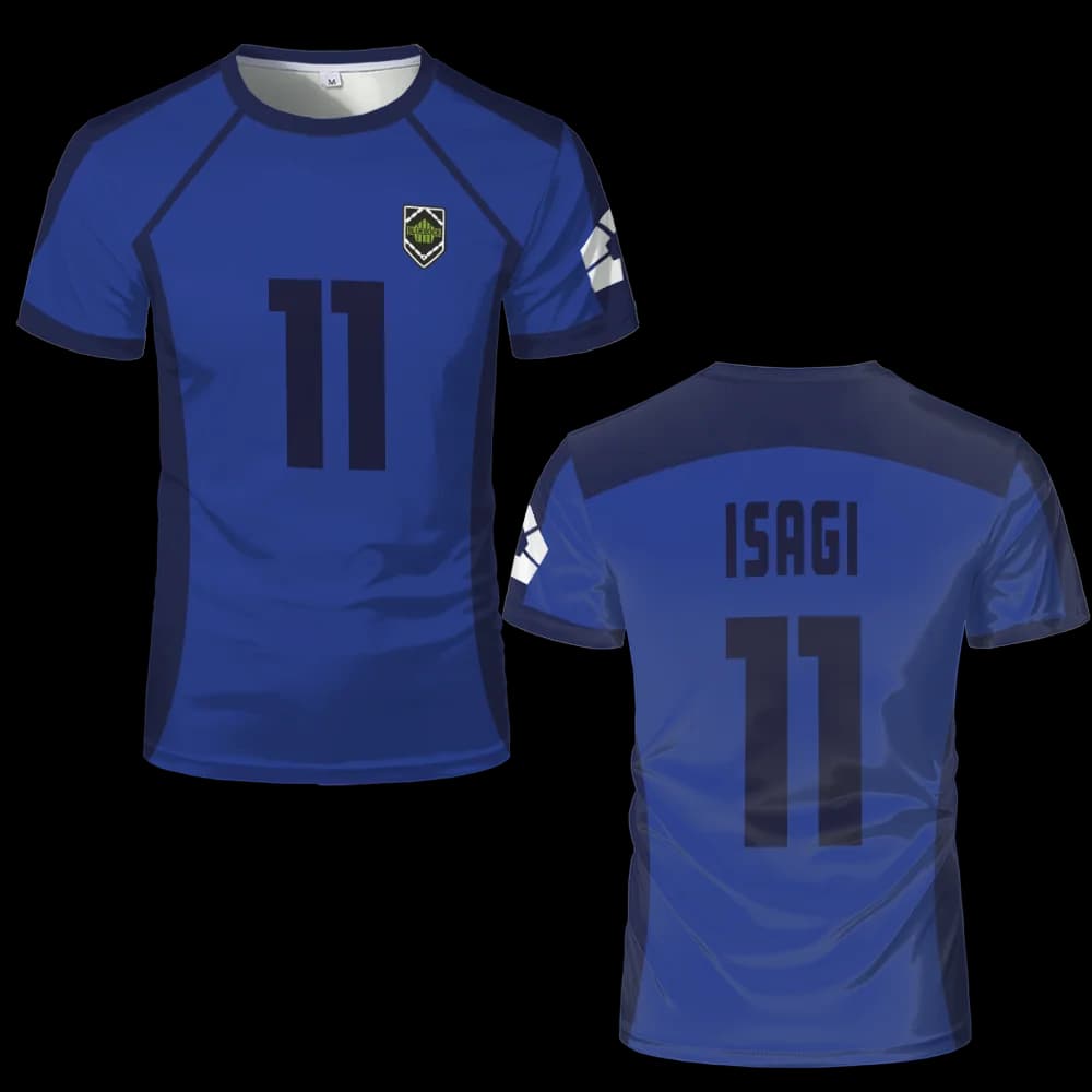 Blue Lock Anime T Shirts 2024 Summer Mens Short Sleeved Cartoon Football Jersey T-shirt Adults Kids Soccer Isagi Cosplay Uniform