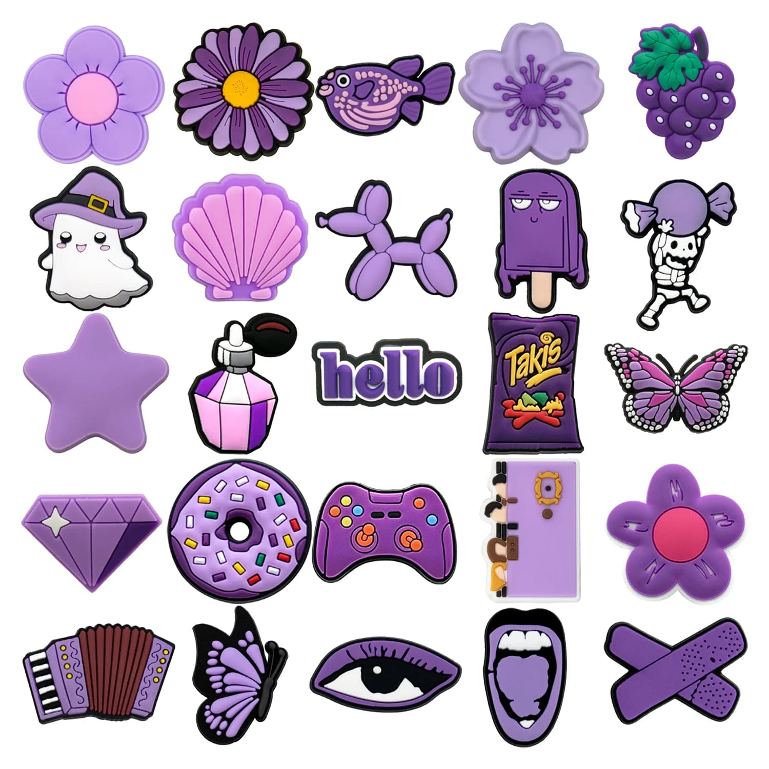 1pcs PVC Purple Ghost Shoe Charms Perfume Diamond Shoe Decorations Pins for Women Men Kids Sandal Clog Buckles Accessories Gifts