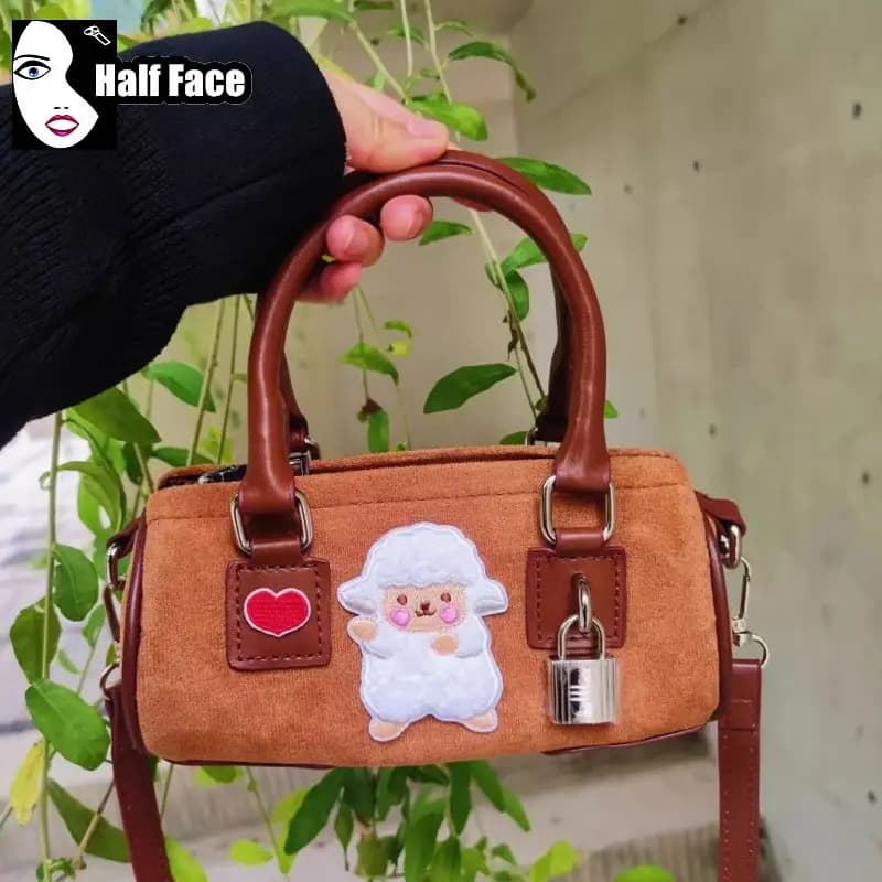 Y2K Girls Harajuku Women’s Gothic Handbags High Street Punk Streetwear One Shoulder Cute Lamb Decoration Crossbody Bags Tote