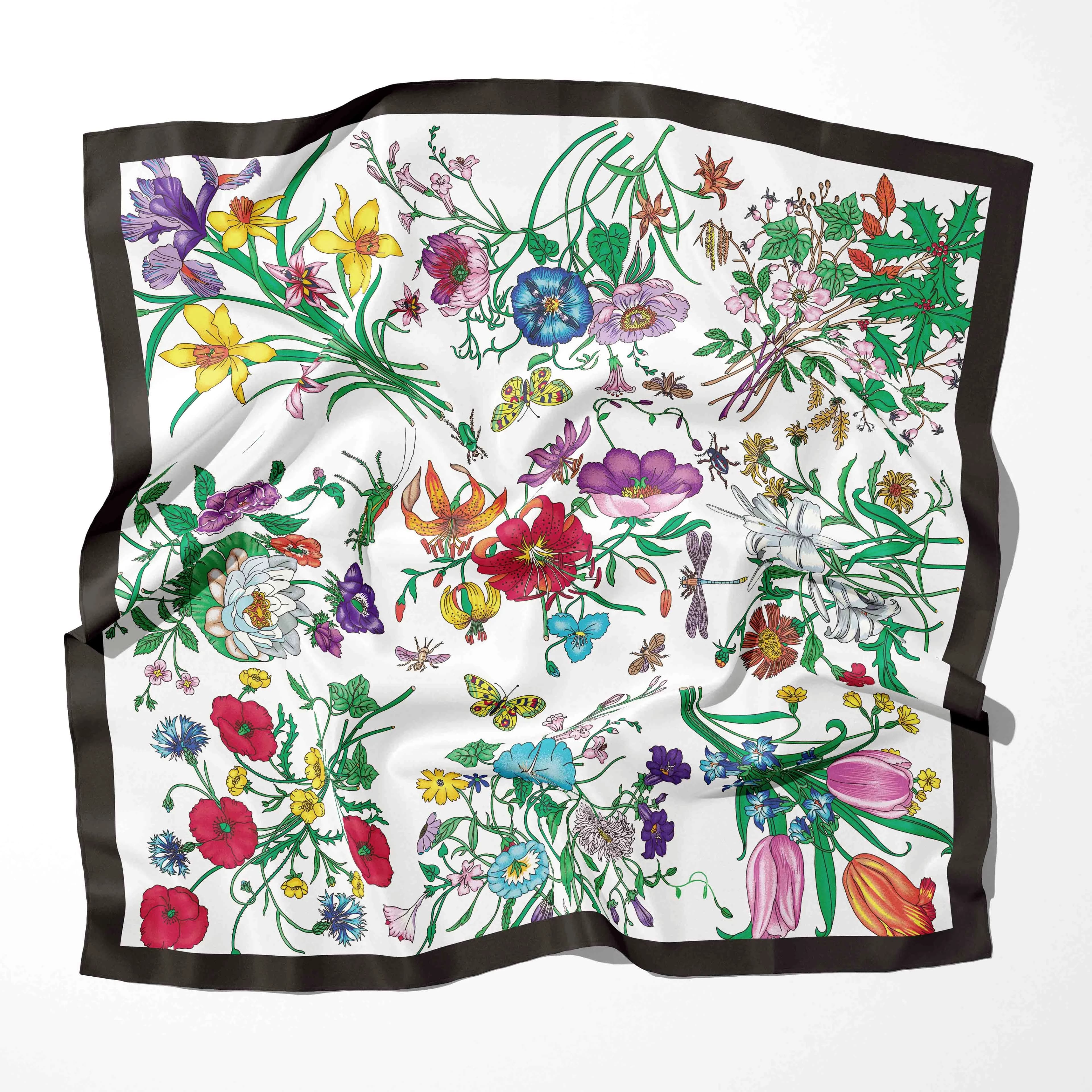 70cm*70cm Designer 2025 Chiffon New Summer Silk Scarf For Women Cotton Ladies Bandana Fashion Shawls and Wraps Scarves foulard