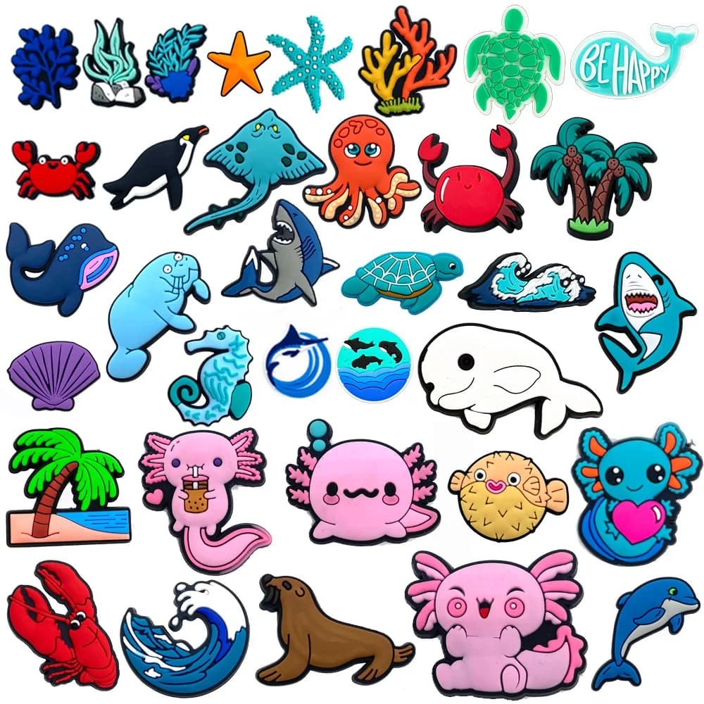 Sea Animal Collection Whale Shark Shoe Charms for Clogs Sandals Decoration Shoe Accessories Charms for Friends Gifts