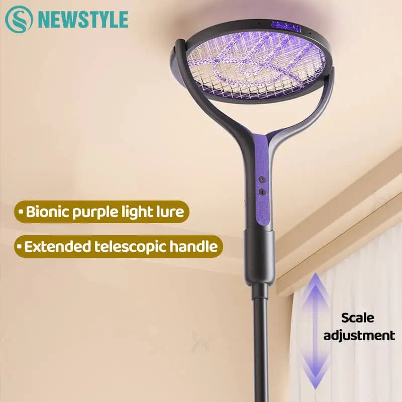 5-in-1 Retractable Extension Pole Electric Mosquito Swat Multi-Functional Rotating Net Swat Rechargeable USB Family Camping Use