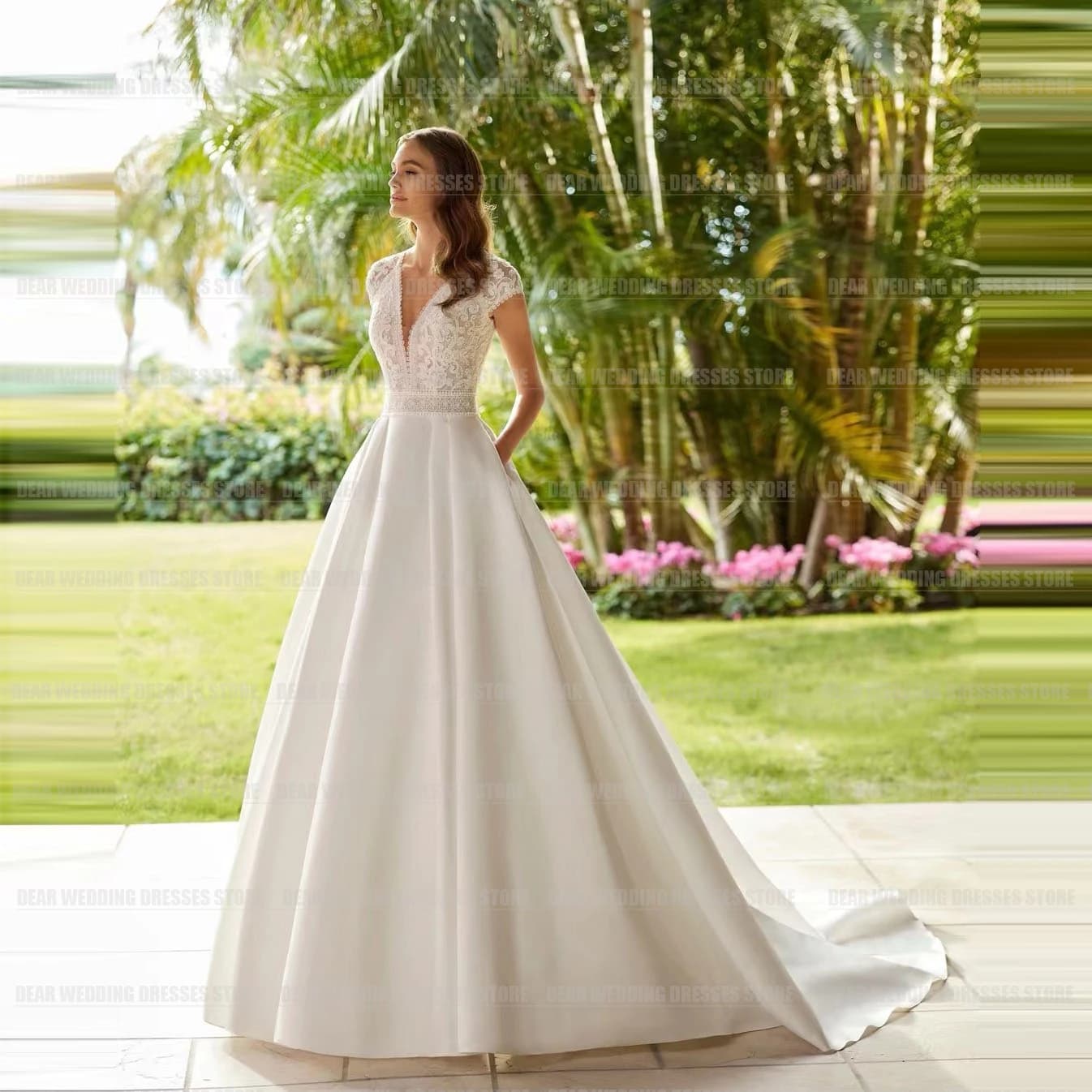 Simple Boho Women's Mermaid Wedding Dresses A Line Bohemia V Neck Sexy Bridal Gowns Sleeveless Satin Vestido De Novia Customized