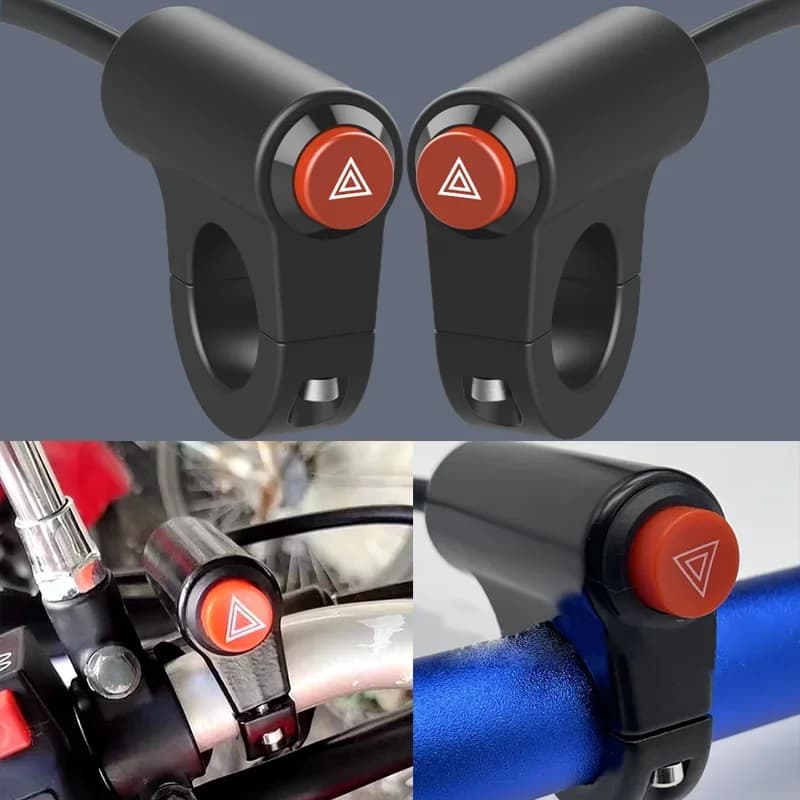 2PCs Motorcycle Double Flash Warning Lamp Switch Button High Quality Universal Scooter Electric Vehicle Emergency Accessories