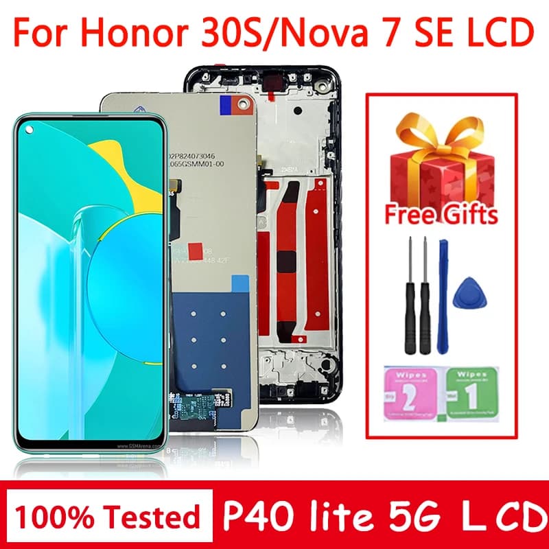 6.5“nova 7 SE CDY-AN00 Display For Huawei P40 Lite 5G CDY-NX9A lcd Touch Panel Screen Digitizer For Honor 30S CDY-AN90 LCD Frame