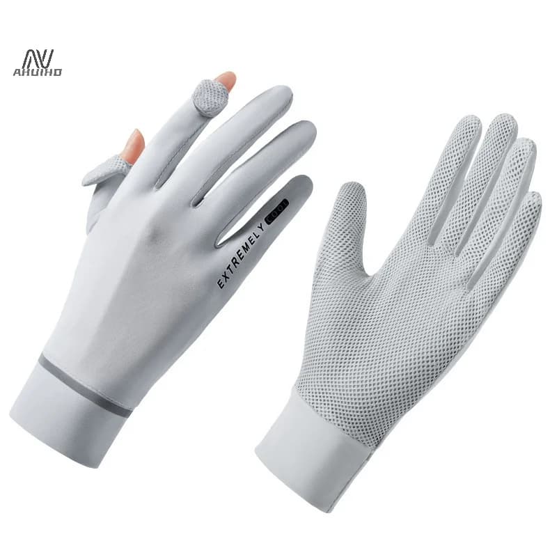 Sunscreen Ice Silk Gloves Anti-UV Summer Breathable Mesh Gloves For Car Motorcycle Bike Driving Sports Thin Gloves For Women Men
