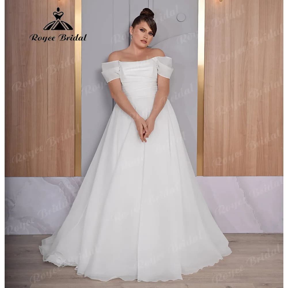 Vintage Off Shoulder Plus Size Wedding Dress with Cap Sleeve 2025 Oversize Large Size Bridal Gown vestido fiesta boda invitada