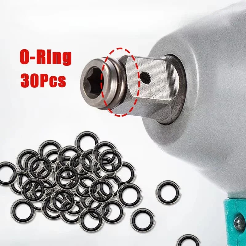 30pcs Impact Wrench Socket Snap Retainer Rings Replacement Retaining Ring Clip with O-Ring