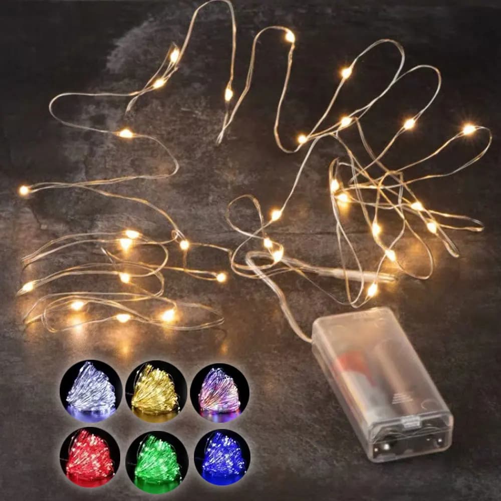 Led Copper Wire String Lights 2AA Battery Powered Waterproof Fairy Lights DIY Garlands Christmas Wedding Party decoration