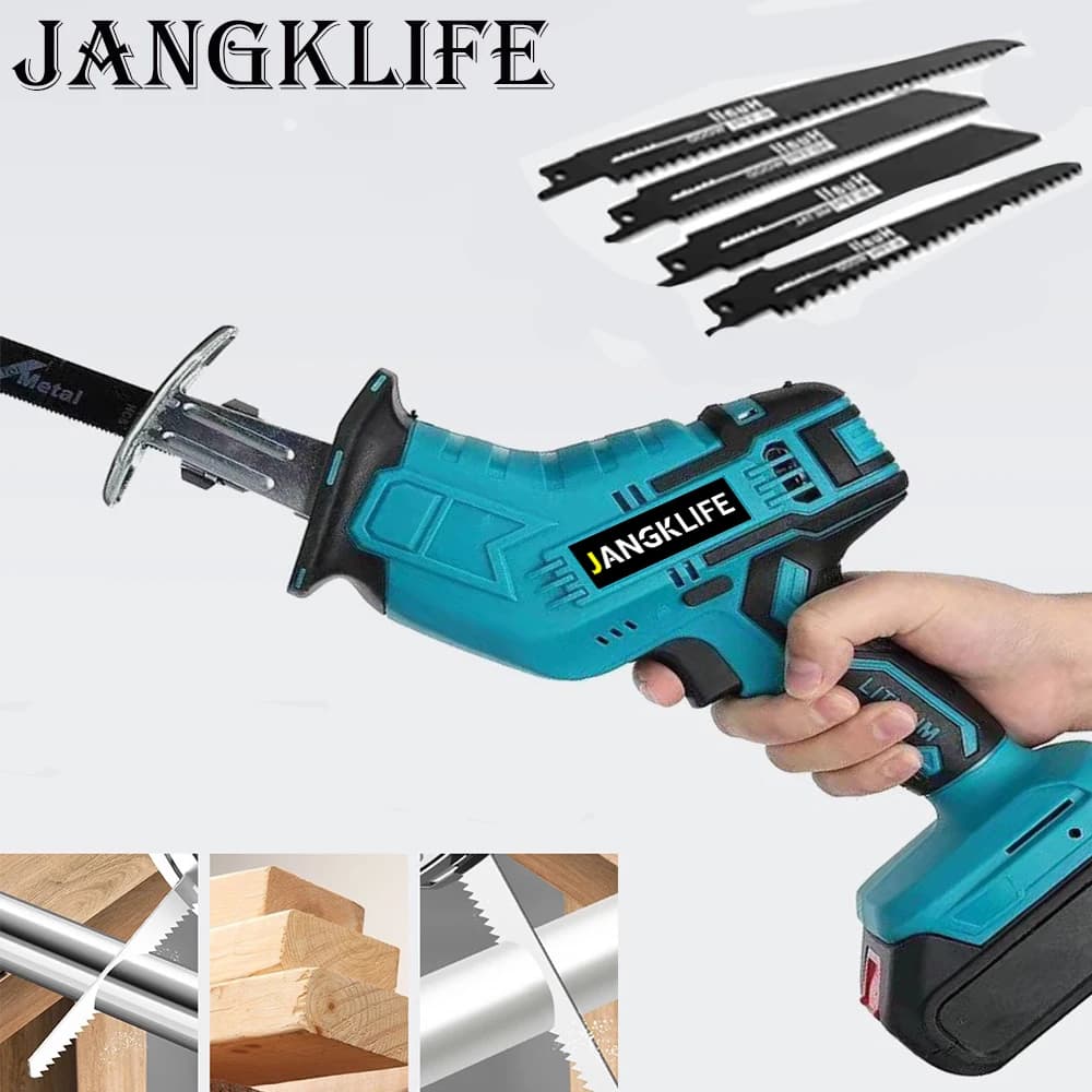Cordless Reciprocating Saw 18V Adjustable Speed Electric Saw Wood Metal Pipe Cutting fit Makita 18v Battery (without Battery)