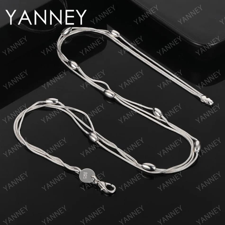 Charm 925 Sterling Silver 18 Inches Bead Chain Necklace Fashion Women Men Wedding Party Punk Accessories Jewelry