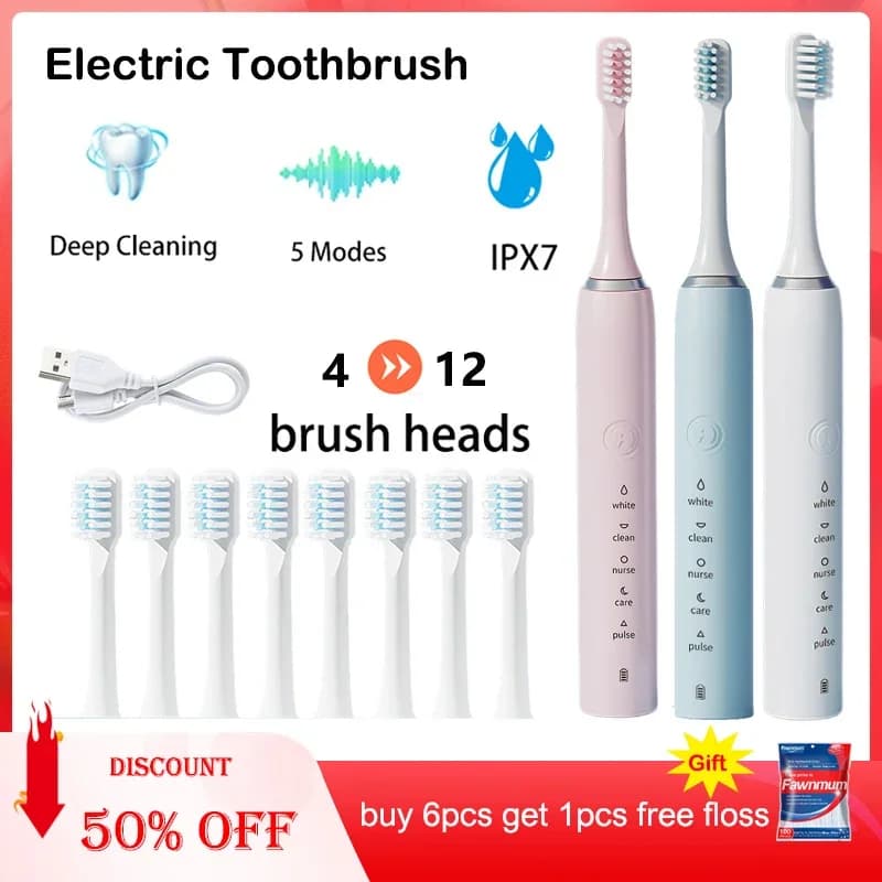 Adult Sonic Electric Toothbrus Clean Oral Whitening Care Tooth Brush Rechargeable Automatic Powerful Timer Smart Toothbrush