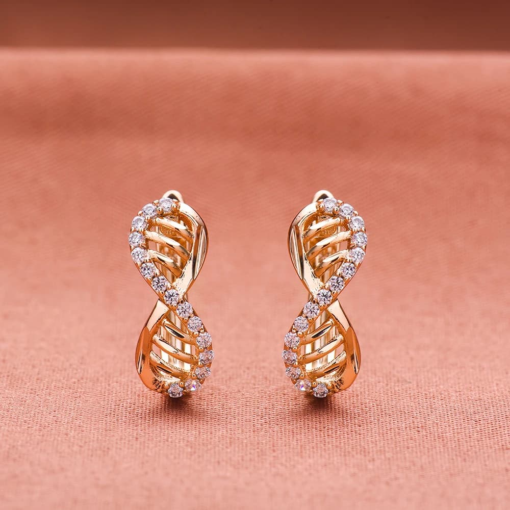 French Style Lines Zircon Stud Earrings Ladies Luxury Classic Fashion Jewelry Accompanies Banquet Shiny Gifts for Friends Family