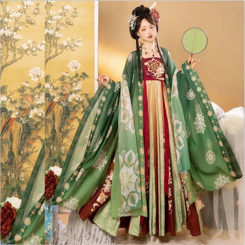 Hanfu Dress Women Chinese Ancient Traditional Hanfu Carnival Princess Cosplay Costume Stage Hanfu Green&Red Dance Dress Plus Siz