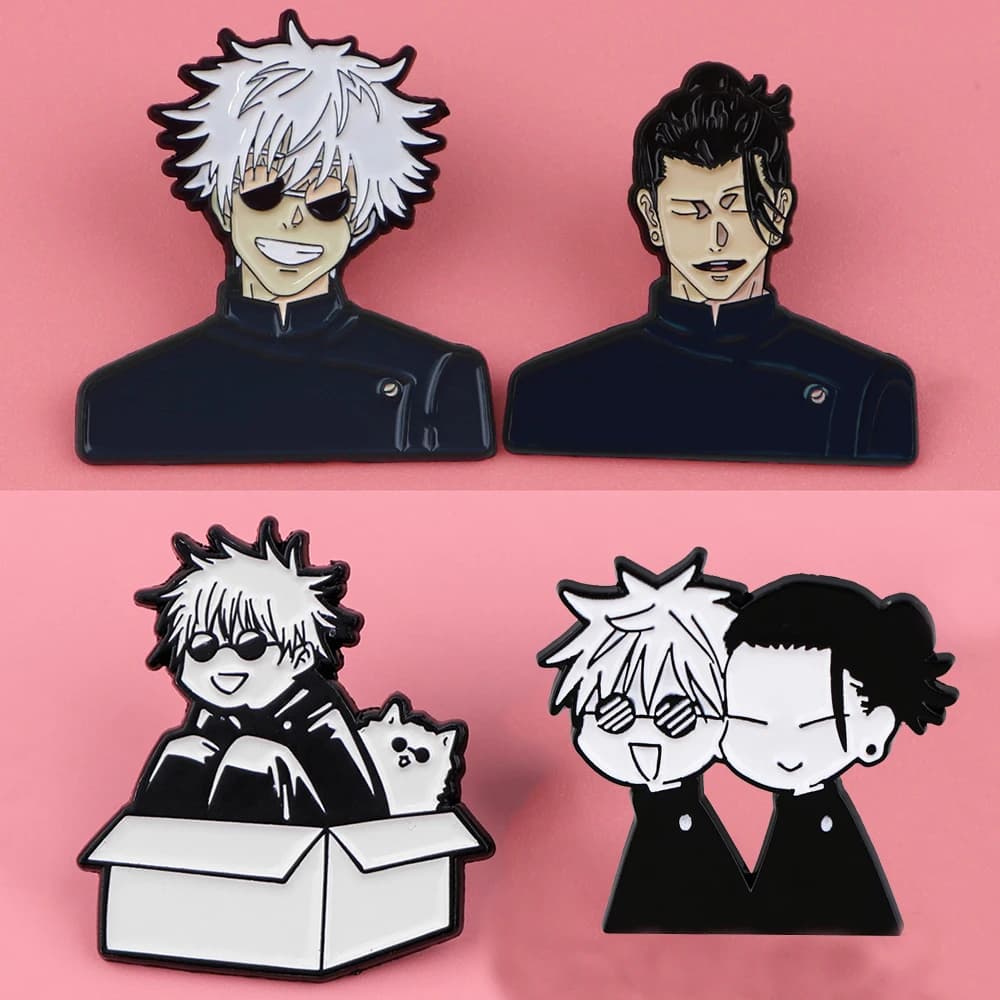 4pcs Creative Anime Jujutsu Brooch Cute Gojo Satoru Itadori Yuji lapel badge backpack shirt clothes Jewelry Accessories Gifts