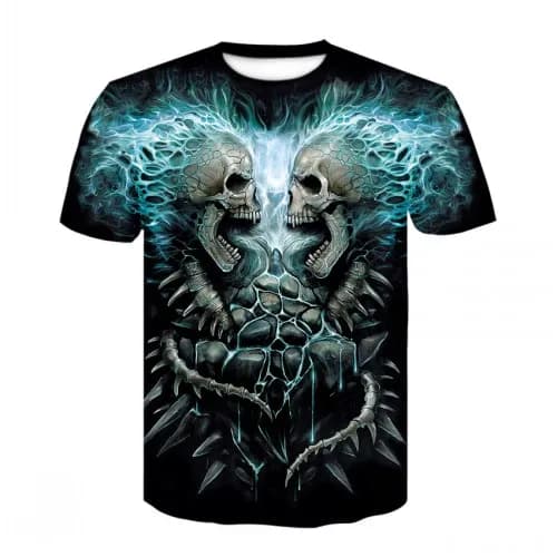 Fashion trend horror skull personalized street 3D printed men's T-shirt, short sleeved cool T-shirt, top