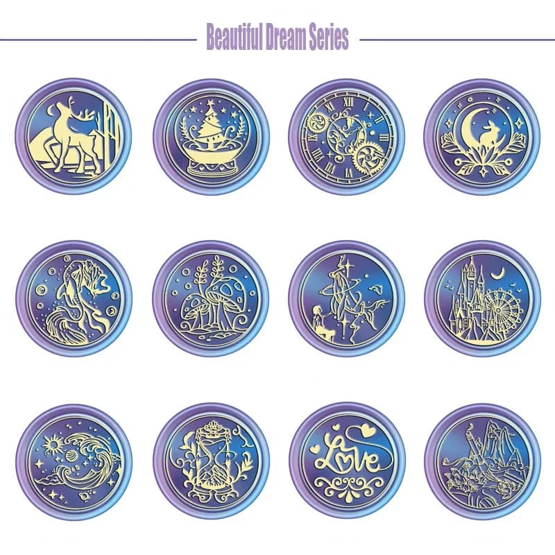 Wax Seal Stamps Flower Pattern Retro Happy Birthday Antique Wooden Sealing Scrapbooking Craft Wedding Sealing Wax for Seals