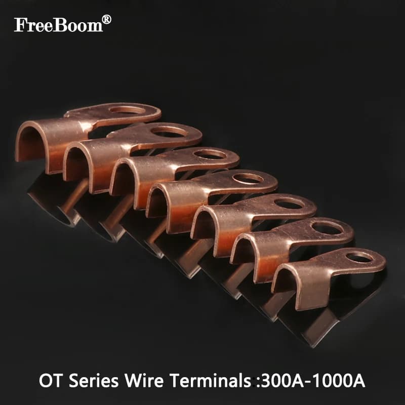 OT Series Wire Terminals 300A-1000A Red Copper Bare Nose Lugs Crimp Open Mouth Cable Connector Splice