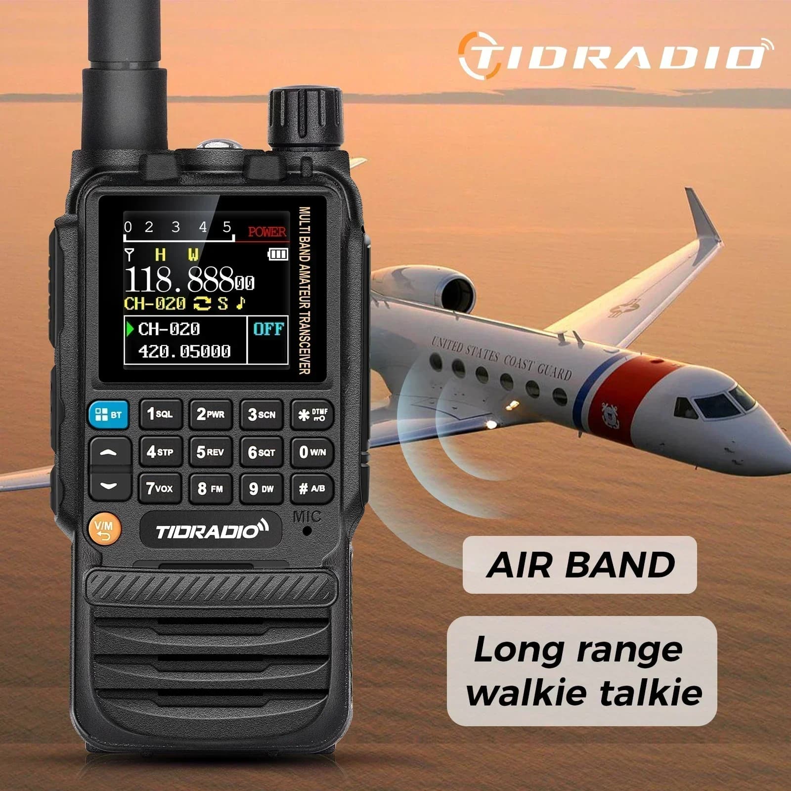 TIDRADIO H3 Long Range Walkie Talkies Wireless Programming Air Band Long Range Tow Way Radio Frequency Copy Wireless Station HAM